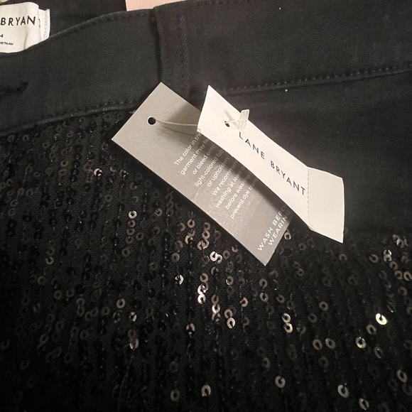 Lane Bryant Holiday Christmas Sparkle Black Sequins Boyfriend Jean - size 14 - Picture 6 of 12